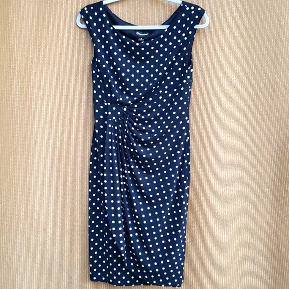 connected apparel Dresses Womens Navy Blue Polka Dot Dress
